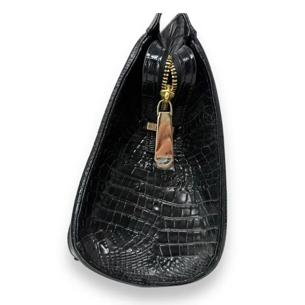 Brahmin Arden Satchel Multi Florin Handbag Croc-Embossed Color Block Leather